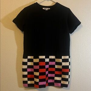 Mcq by Alexander McQueen black dress w/ crochet checkerboard pattern size medium